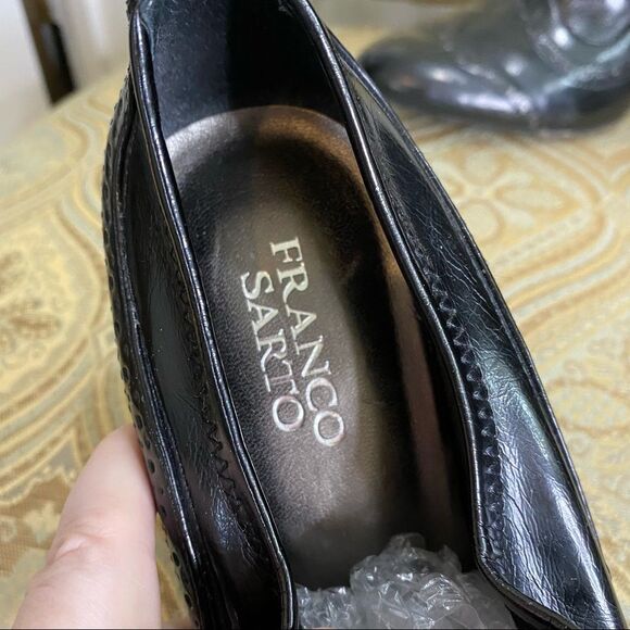 Franco Sarto black vegan patent leather Oxford booties 9.5 - Picture 8 of 11
